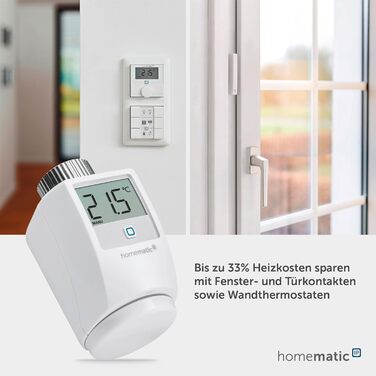 Homematic IP Термостат на радіатор Smart Home, 3 шт. - Цифровий термостат для опалення з керуванням через додаток, сумісний з Alexa та Google Home, легкий монтаж, економія енергії (153412A3)