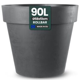 Круглий горщик для квітів Kreher XXL з колесами, діаметром 58 см, антрацит