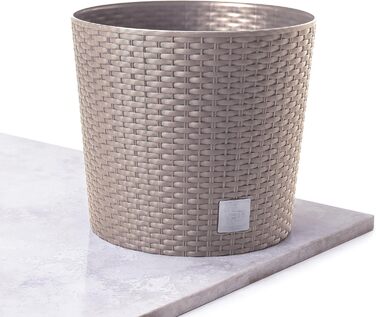 Кашпо для квітів Happy Flower MultiProject з вкладишем, ротанговий дизайн, 4 розміри, 4 кольори, 300 мл, бежевий