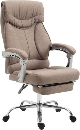 Офісне крісло CLP Big Iowa з тканинним покриттям, крісло для керівника з підніжкою, вантажопідйомність до 136 кг, регульована висота, колір: тауп