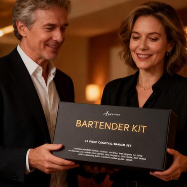 Набір бармена на 23 деталі з підставкою | Комплект шейкерів для коктейлів з інструментами: шейкер Мартіні, сито, ложка, мадлер, для дому, бару, вечірки (шоколадний)