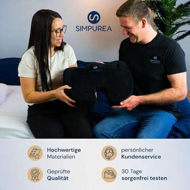 Ортопедична подушка для сидіння SIMPUREA® 'Коала' - з антиковзким велюровим покриттям - ідеальна для офісу, авто та дому - сприяє здоровій поставі та комфорту, знімає навантаження з куприка - середній розмір (60-120 кг) Чорний