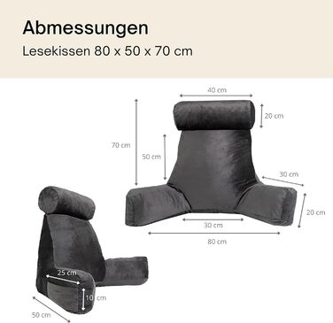 Подушка для читання Bananair – м'яка та комфортна спинка для ліжка та дивану з тканини Cord. Знімна та пральна наволочка, ергономічна сидіння з підлокітниками (кремовий)