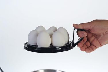 Для 7 яєць - Варіння та приготування на пару - З регулюванням твердості для яйця - Яєчна вставка та 2 чаші - Нержавіюча сталь, 827 -