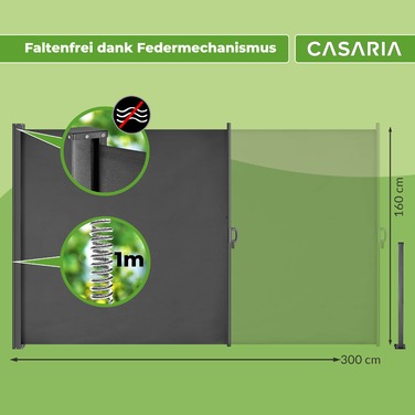 Бічний тент Nosara Anthracite 160х300см розсувний
