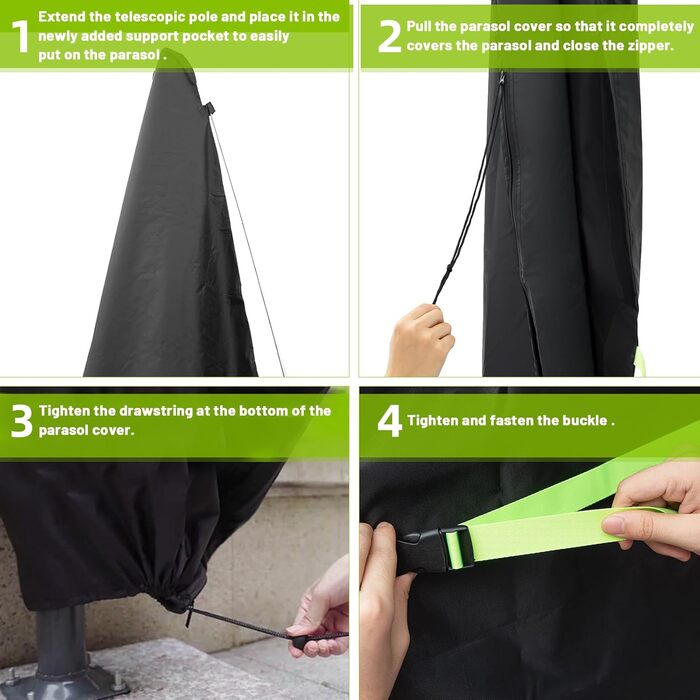 Чохол для парасольки GEMITTO, водонепроникний, 280x30x81/46 см, для парасольки 2-4 м, 420D, захист від вітру та сонця