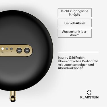 Машина для льоду Klarstein для дому, кемпінгу та ресторану: швидка міні-машина для льоду, професійна, самоочисна, 2.3л контейнер, 15 кг/24 год, чорна
