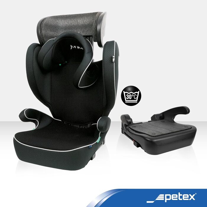 Автокрісло PETEX з ISOFIX - стандарт Basic Plus i-Size відповідно до ECE R129 для дітей зростом приблизно 100-150 см, регульоване по висоті дитяче автокрісло чорного кольору, ука чорного кольору Basic Plus