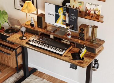 Електричний стіл CUBICUBI з регулюванням висоти, Stehpult T-подійна ніжка зі сталі, пам'ять, антиколізійна система, чорний каркас/стільниця