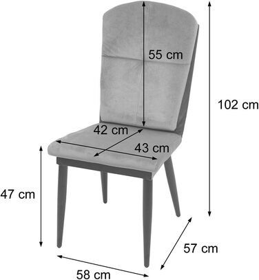 Набір з 2 стільців HWC-G42, кухонний стілець - штучна шкіра, кремово-сірий