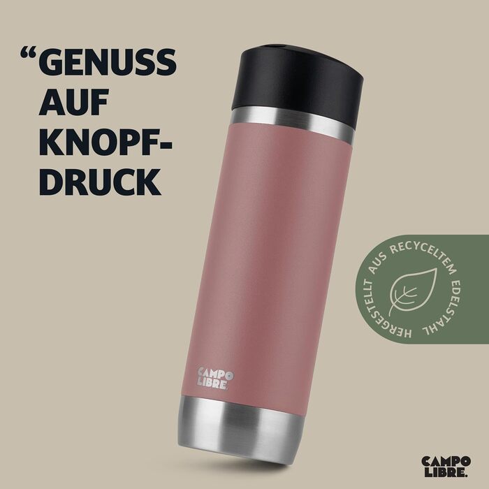 Термокружка Campo Libre® Anto I 450 мл Misty Pink: двостінна, з герметичним клапаном, для кави з собою