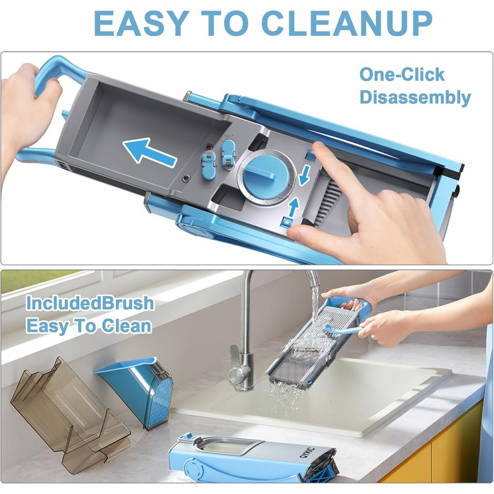 Регульований овочевий слайсер-млинчик Mandoline, овочевий слайсер, нарізчик картоплі та цибулі (блакитний)