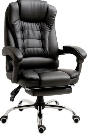 Ергономічне крісло для офісу RMF: регульоване, зручне, з підніжкою – обертове, регульоване по висоті, чорне