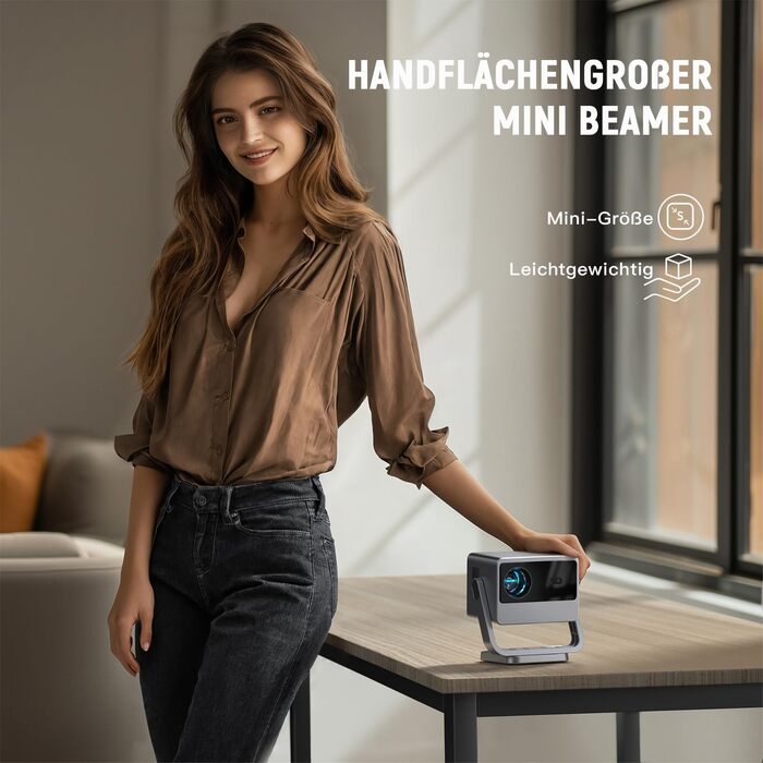 Проектор VOPLLS B-21000L 4K з автофокусом та корекцією трапецеїдальних спотворень, 28000 люмен, WiFi6, Bluetooth, Dolby Audio, Full HD 1080P, для дому та вулиці