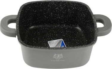 Каструля з антипригарним покриттям 10 літрів, діаметр 28 см, з кришкою, з алюмінієвого лиття, для всіх типів плит (в т.ч. індукційних), сірого кольору. Ідеально підходить для приготування супів, тушкування та інших страв.