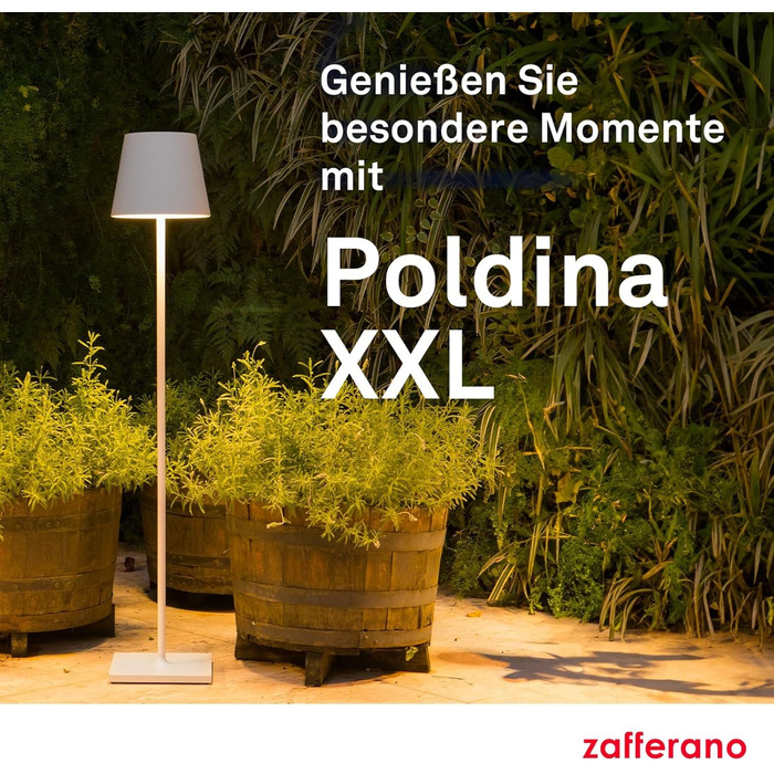 Zafferano Poldina XXL: Бездротова LED-стійка лампа з регулюванням висоти, диммер, 69-150 см, для дому та саду (темно-сірий)