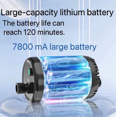 Мобільний душ для кемпінгу з насосом та акумулятором 7800mAh, регульованою лійкою та шлангом. Ідеально для піших прогулянок, кемпінгу та подорожей