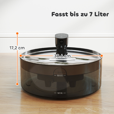 Джерело води для котів Katzenbrunnen 7L з тихою помпою, LED-підсвіткою, фільтром з активованого вугілля та нержавіючою сталлю (30,6 x 30,6 x 17,2 см)