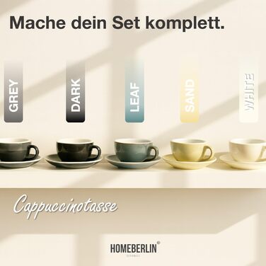 Набір еспресо-чашок Homeberlin Barista Pro - 4 шт. по 80 мл - Преміум якість, ручна робота, сірий глазурований стеглинний фарфор з підставками