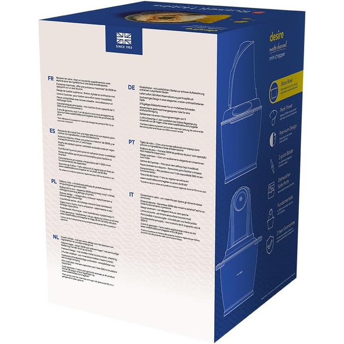 Подрібнювач кухонний електричний Russell Hobbs Mini Zerkleinerer 1л, сталь, 350W, чорний матовий 27131-56