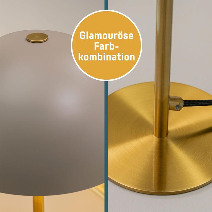 Настільна лампа Lightbox Pliz - гламурна настільна лампа з вимикачем - висота 40 см і діаметр 20 см - розетка E14 - макс. 28 Вт - виготовлена з металу в кольорі золото / матовий сірий