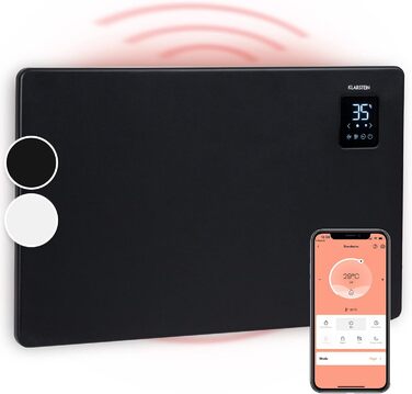 Електричний конвектор Klarstein: енергозбереження, керування через додаток, тиха робота, 1500 Вт, чорний