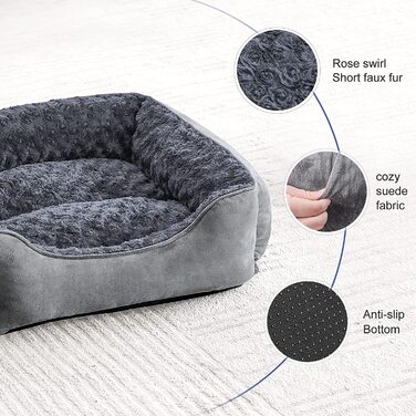 Ліжко для собак joejoy кошик для маленьких собак миється нековзна подушка для собак прямокутна плюшева ліжко для маленьких собак і кішок, 645320 см, сірий м (6453 20 см) сірий