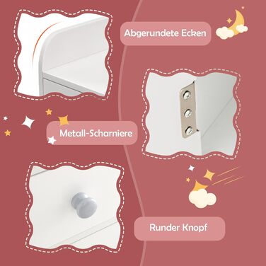 Дзеркальний столик для макіяжу Dreamade 2 в 1 для дівчаток з пуфом та LED-підсвіткою, з ящиком, полицею та шафкою, з дерева (білий)