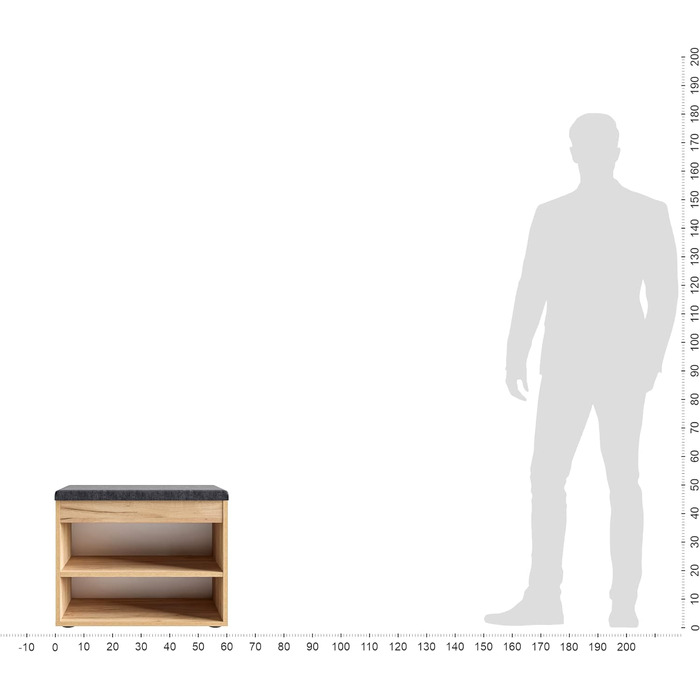 Лавка для взуття KOMTO з сидінням - Полиця для взуття Лавка з місцем для зберігання Біла Маленька шафа для взуття з лавкою Лавка для взуття Лавка для одягу в передпокої Лавка для одягу Софія (60 x 48 x 32 см, Дуб медовий Оббивка (сіра)