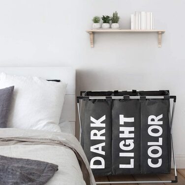 Сортувальник для білизни Oxford Trio з 3 відділеннями (102L) - Чорний