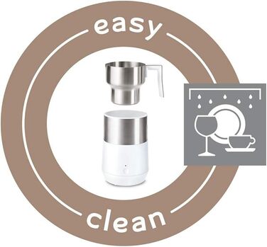 Тчібо Індукційний спінювач молока, без пригорання, миється в посудомийній машині, теплий та холодний молочний пінок, для лате макіато, капучино та какао, кремовий білий