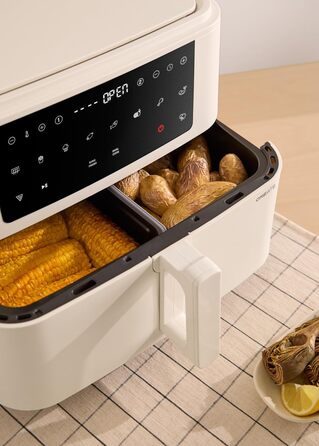 Фритюрниця повітряна 4.2L з паром, 6 програм, 1300W (10L Dual, кремовий)