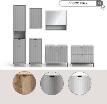 Тумба під раковину Vicco Eliza, біла, 70 x 63 см, 2 дверцята для зберігання аксесуарів для ванної кімнати та косметики