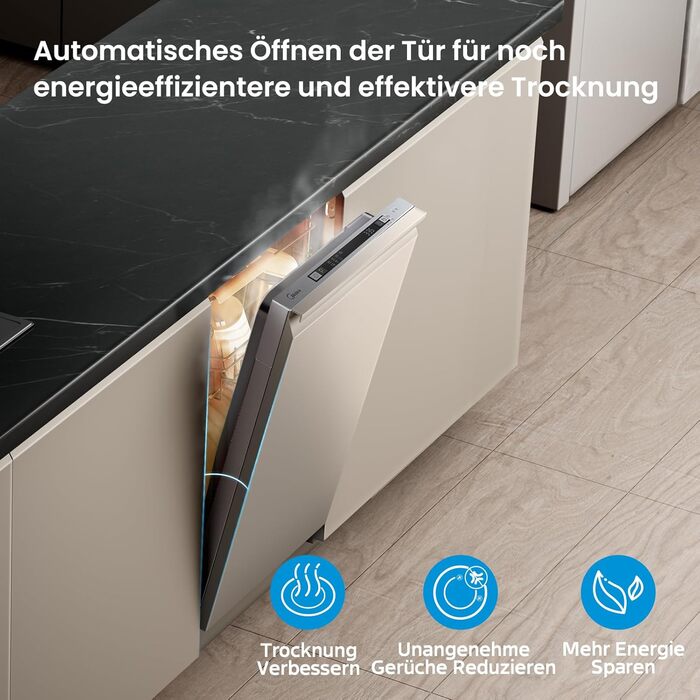 Посудомийна машина Midea SV 5.14K10C, 45 см, 10 комплектів, Inox, WIFI, 8 програм, 44 дБ, автоматичне відкриття дверцят, таймер 0-24 години