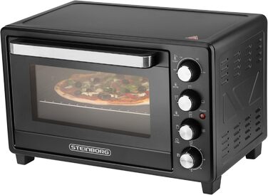 Міні-піч Steinborg® 35 л з конвекцією, поворотним насікачем, крихтосховищем, верхнім та нижнім нагрівом, таймером. Потужність 1600 Вт, регулювання температури до 230°C.