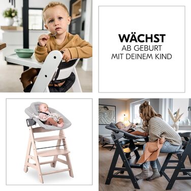 Високий стільчик для годування Hauck Beta+ Newborn Set Premium Dark Grey - комплект для новонароджених, з функцією гойдалки, подушкою та підносом. Колір: сірий, білий.