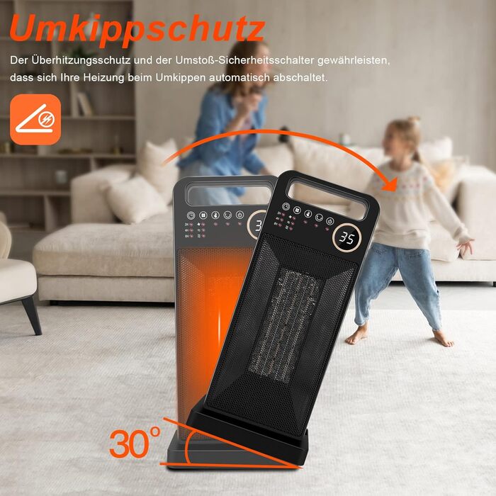 Керамічний обігрівач 2000W з пультом та таймером, електрообігрівач для офісу, кімнати, вітальні, захист від перегріву, 3 режими