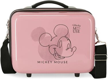 Візок для кабіни Disney Mickey Outline рожевий 38x55x20 см Жорсткий бічний кодовий замок з ABS 34 л 2 кг 4 рулони Подвійна ручна поклажа (сумка для туалетного приладдя)