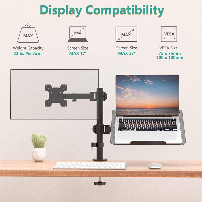 Підставка для ноутбука WALI на стіл - ергономічна, для 17