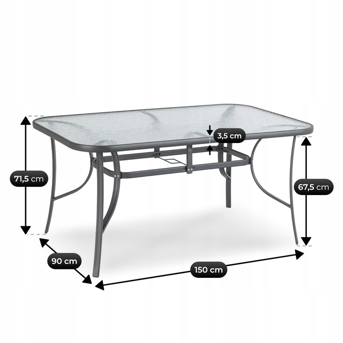 Комплект садових меблів MEBEL ELITE, сірий текстиль, 7 предметів