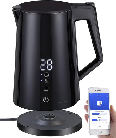 Чайник Rosenstein & Shne Alexa Розумний чайник Wi-Fi 1,7 л Cool-Touch, вибір температури, додаток, 2200 Вт (управління чайником з Alexa, розумний чайник Alexa, регулятор температури)