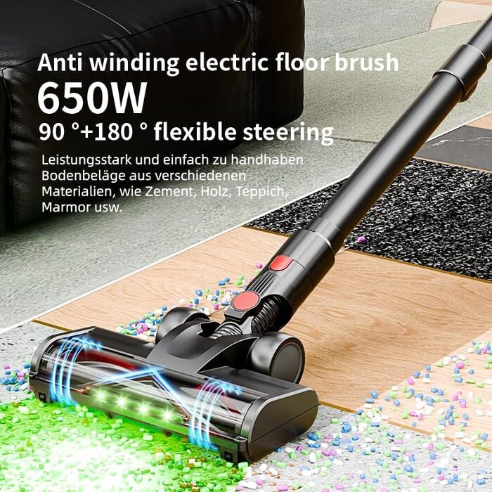 Bergexpertен Orizom: Бездротовий пилосос з автоматичним визначенням забруднення | 60 хв роботи | Без мішка | Для килимів, твердих підлог та шерсті тварин | 550 Вт (Фіолетовий)