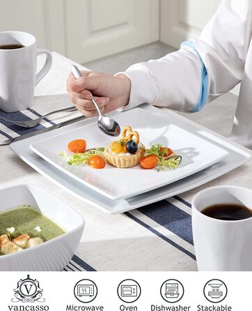 Серія SOHO, порцеляновий квадратний обідній сервіз кольору слонової кістки, 16 предметів, Кухонний посуд, сервірувальна тарілка, керамічний набір посуду