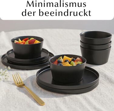 Набір посуду Miamio для 8 осіб (24 елементи) з каменю, сучасний сервіз, підходить для миття в посудомийній машині та використання в мікрохвильовій печі, білий колір