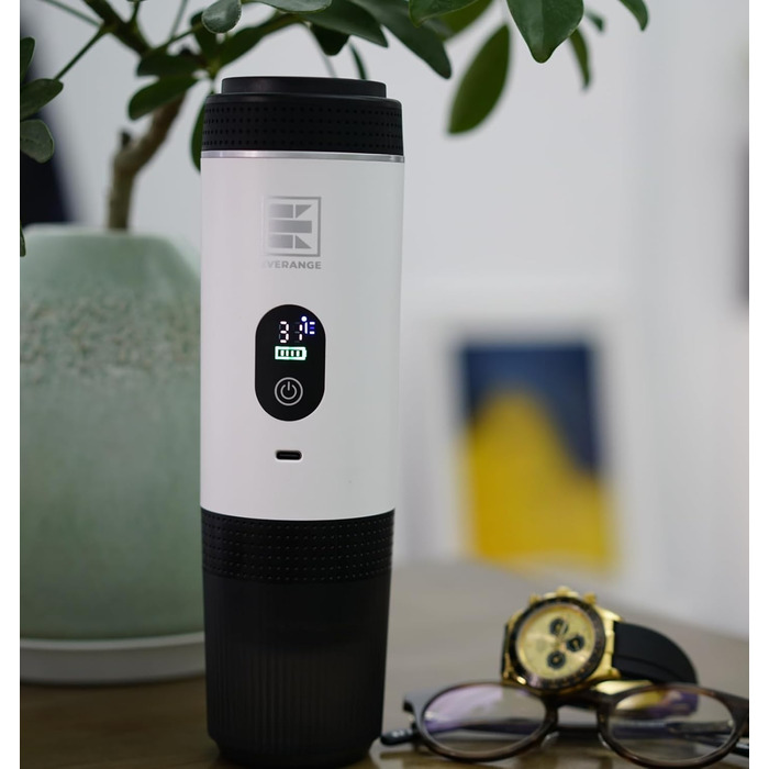 Портативна електрична кавомашина Eversange для еспресо, подорожей, сумісна з меленою кавою та капсулами Nespresso (зелена з LCD-дисплеєм)