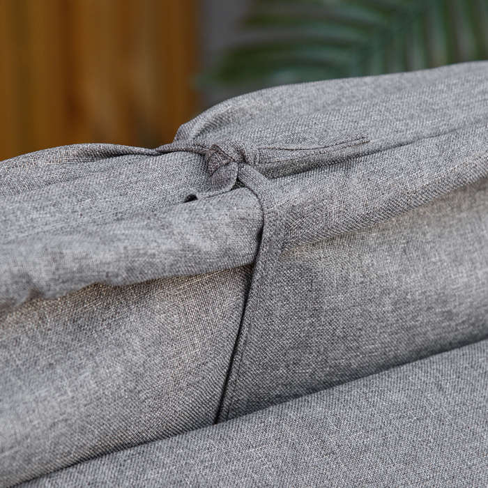 Шезлонг з ротангу з навісом для саду, регульований, з подушками, сірого кольору, 195 x 65 x 40 см