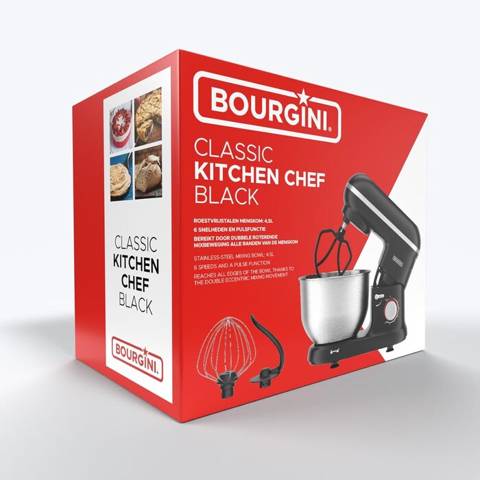 Кухонний комбайн Classic Kitchen Chef - міксер, робот-кухар 4.5 л, 1300 Вт (чорний)