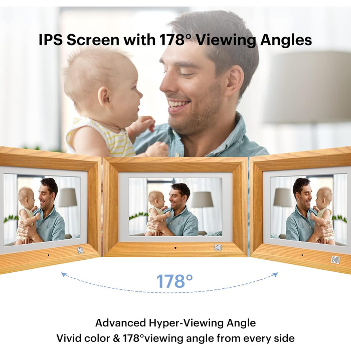 Цифровий фоторамка Kodak 10.1 дюймів з IPS-екраном, підтримкою USB/SD, відтворення фото/музики/відео, календарем та будильником, з пультом дистанційного керування (чорний)