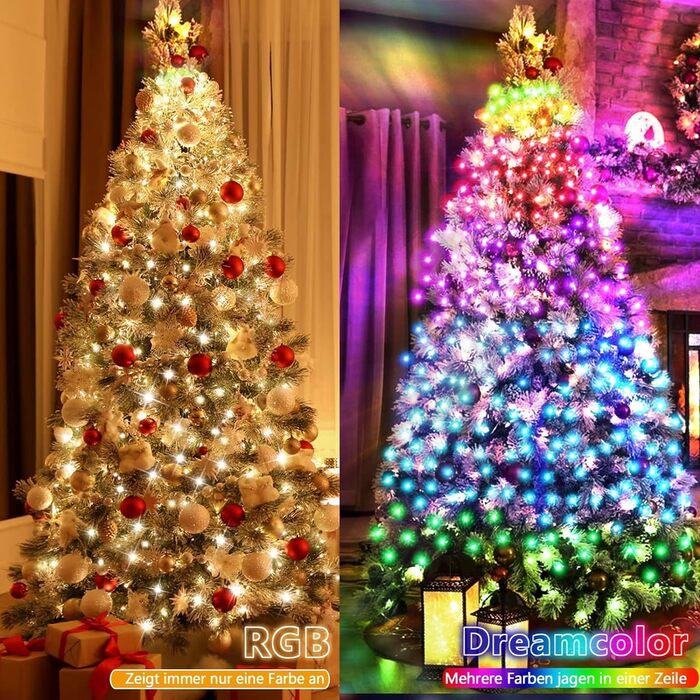 DOTWAYAW Гірлянда світлодіодна святкова 40м 400 LED RGB, керування через додаток, для прикраси ялинки та інтер'єру