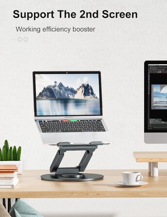 Регульована підставка для ноутбука 360° з ергономічним дизайном, для MacBook Pro та ноутбуків 10–17'', сіра
